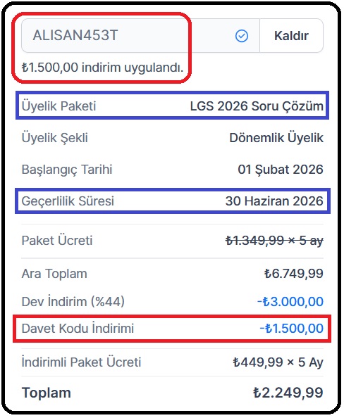 Kunduz LGS İndirimli Paket